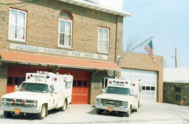 Ambulance 3 and Ambulance 6 In Front Of Headquarters In The 1980's